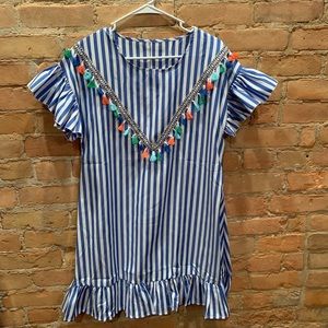 Embroidered Tassel Detail Dress